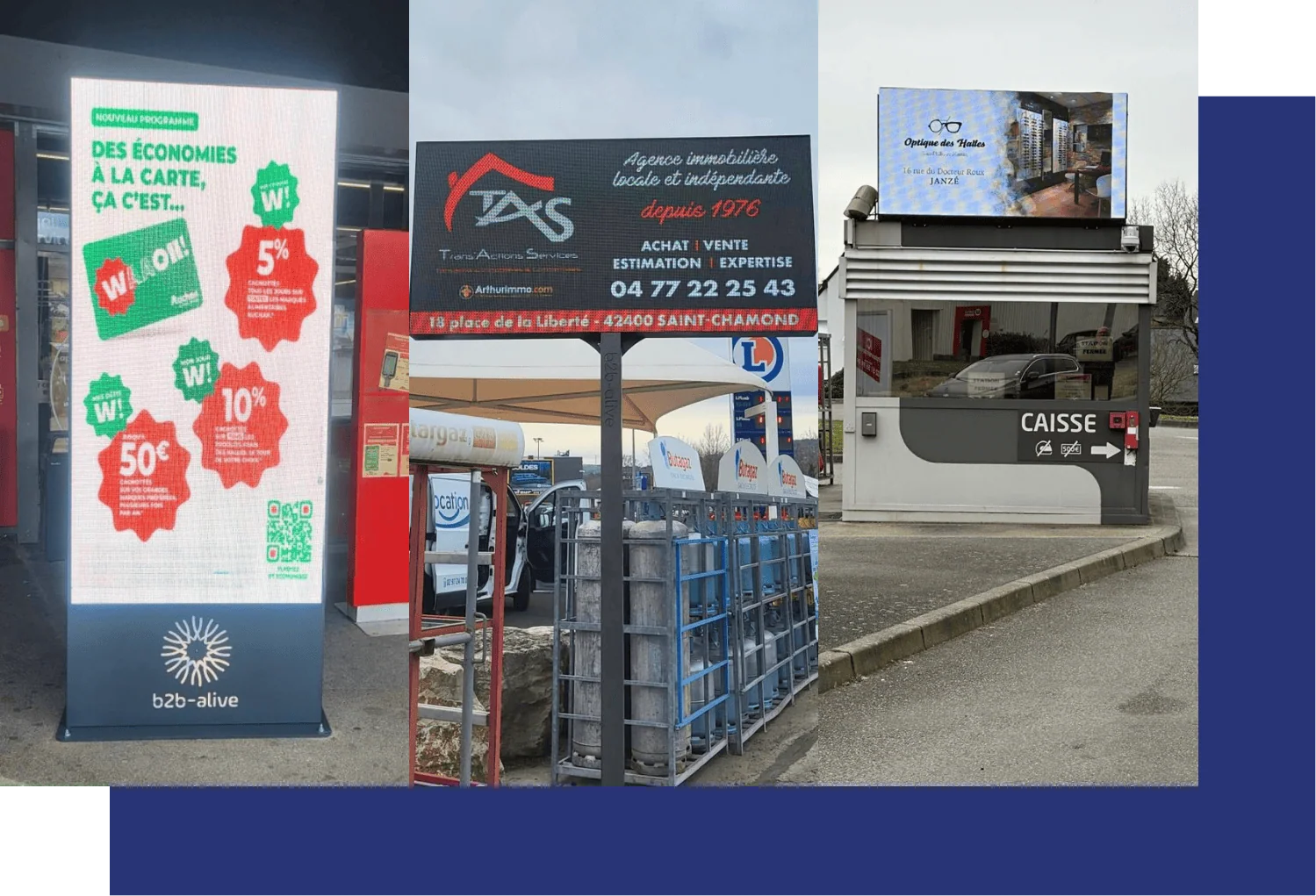 Exemples d’écrans exploités par b2b-alive